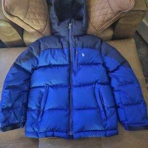 Polo Ralph Lauren Blue Performance Puffer Hooded Jacket Boys Size 8 $20obo